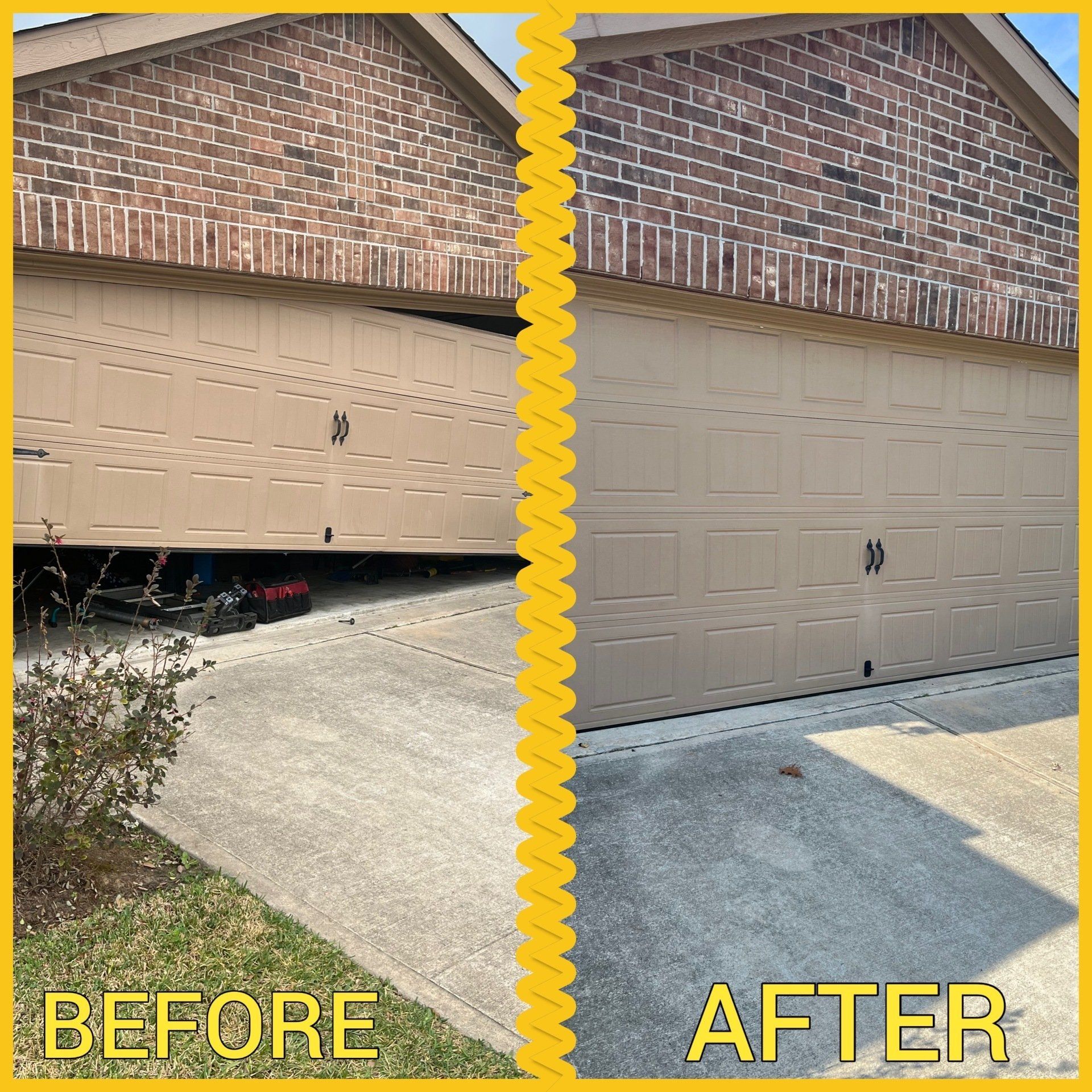 Before & After Damaged Garage Door Repair in Houston, TX