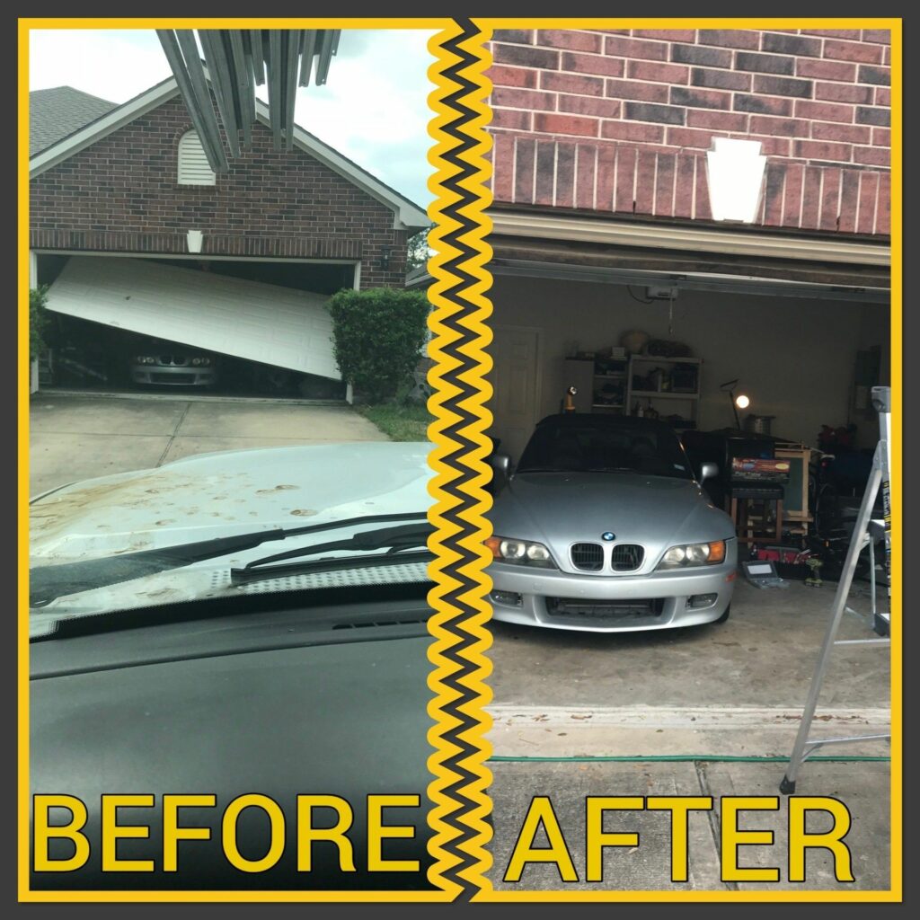 Before & After Damaged Garage Door Repair in Humble, TX